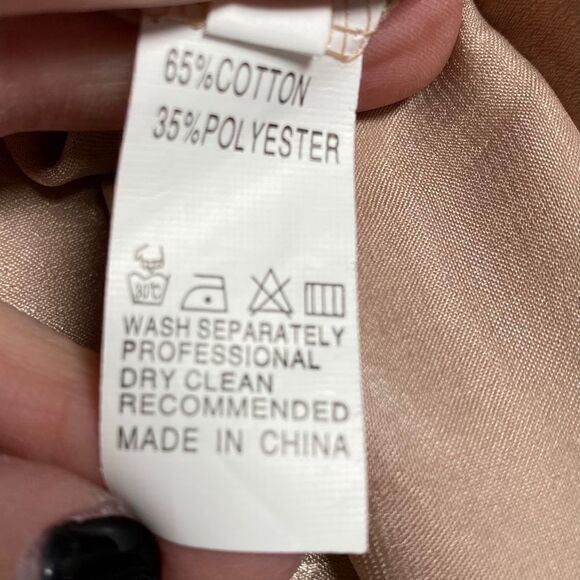 Blush & Gold Shimmer Design Sheer Long Sleeve Button Down Blouse - Picture 6 of 6